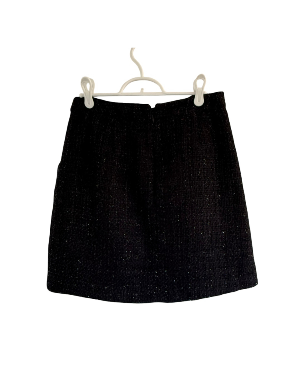 Cynthia Rowley Black Metallic Tweed Mini Skirt Pockets Size 4